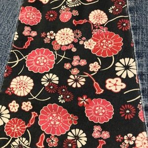 DKNY stretch denim A-line skirt w floral panels
